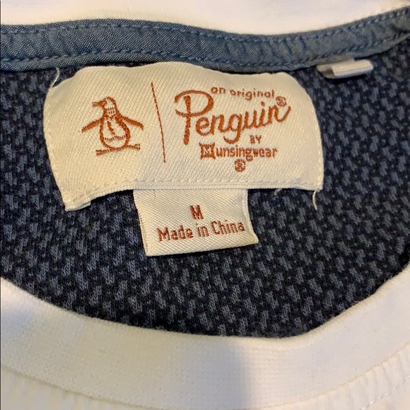 🐧 penguin pocket T blue and off white color YMD - Picture 2 of 4